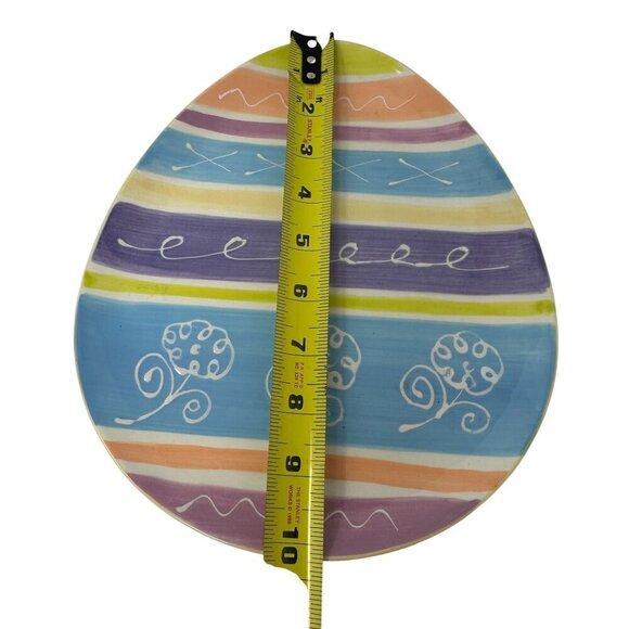 Easter Egg Shaped Ceramic Platter Hausenware By Mary Jane Mitchell 10" Holiday - Picture 6 of 7